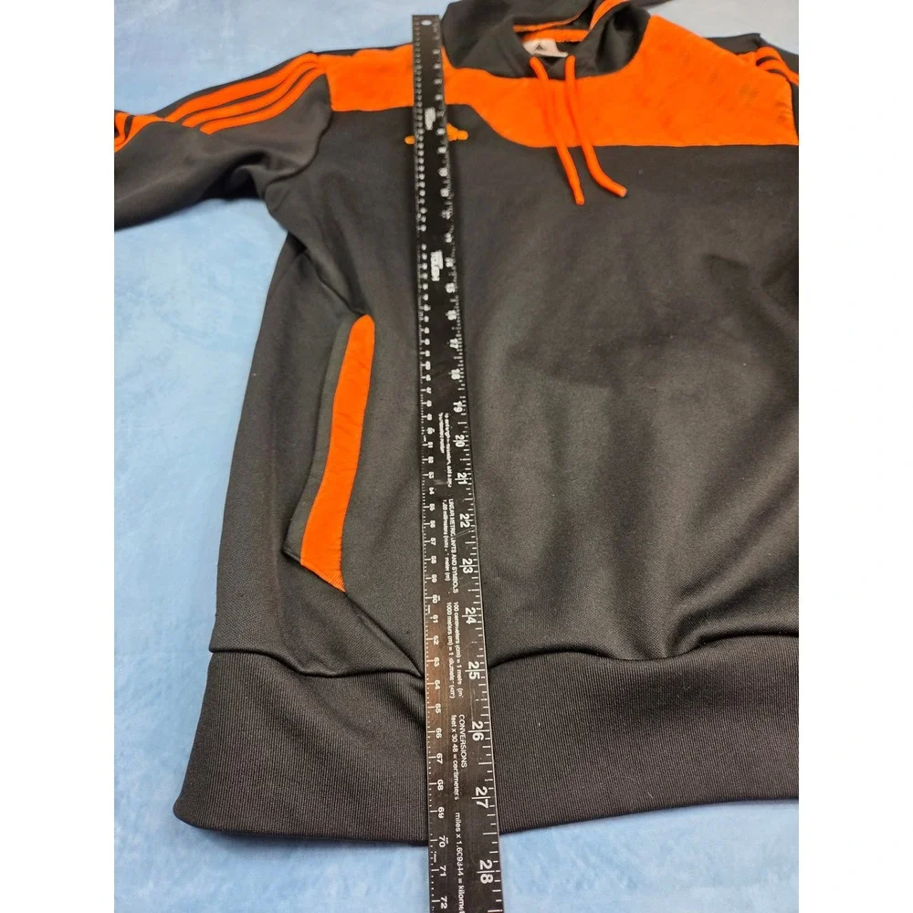 Adidas Mens Climalite Pullover Hoodie Black Orange Athletic Sweatshirt Size M